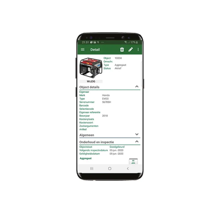 Mobiele App van GECO Service Gereedschap Beheer Software